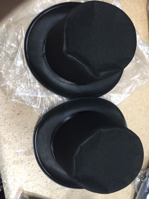 Photo 2 of 2-Pack Black Felt Top Hat, Lincoln Hat, Magician Hat Halloween Costume Accessory, One Size Fits Most