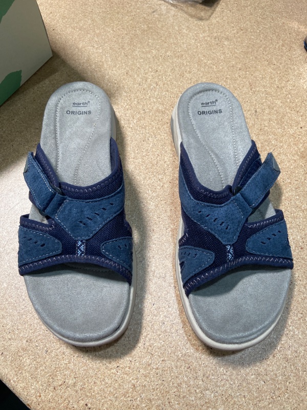 Photo 1 of earth origins navy blue sandals size 10 in women  