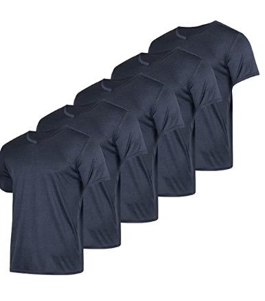 Photo 1 of 5 Pack: Men’s V-Neck Dry-Fit Moisture Wicking Active Athletic Tech Performance T-Shirt XXL
