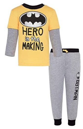 Photo 1 of 12M Warner Bros. Batman Baby Boys' Long Sleeve Fleece Hangdown T-Shirt and Jogger Pants Set
