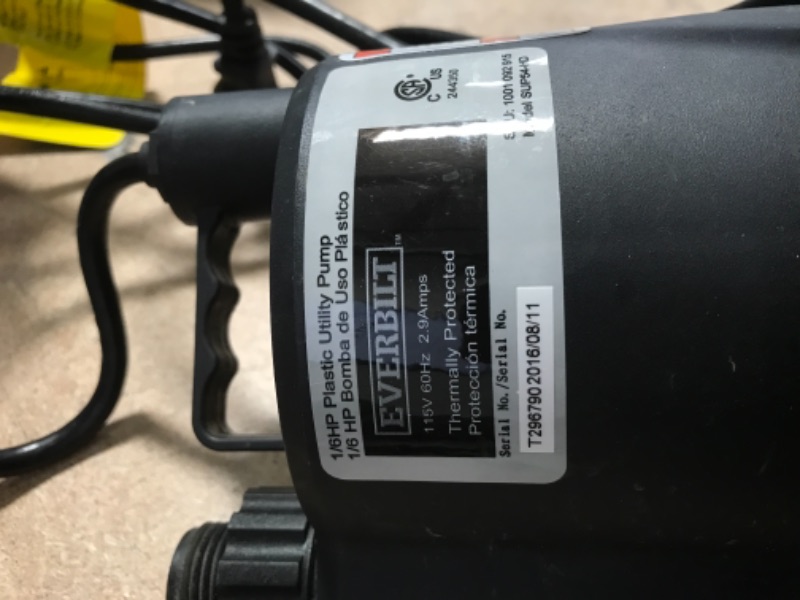 Photo 4 of Everbilt
1/6 HP Plastic Submersible Utility Pump