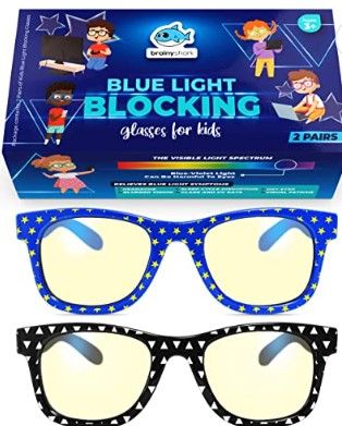 Photo 1 of Brainy Shark Kids Blue Light Blocking Gl - 2-Pack Eyegl for Kids with Blue Light Filter - Eye Protection for Children - Anti-Glare Lenses for Boys & Girls - Frames with Fun Designs