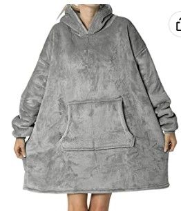 Photo 1 of Hoodie Blanket for Men Gray Adult Oversized Blankets Animal Sweatshirt Wearable Big Gift Grey XL