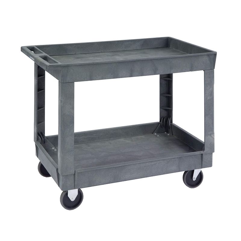 Photo 1 of  Deep Well Utility Cart, Plastic, 2 Shelves, 500 lb. Capacity, Gray