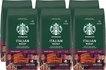 Photo 1 of *EXPIRES May 2022, NON REFUNDABLE*
Starbucks Ground Coffee, Italian Roast, Dark Roast Coffee, Notes of Dark Cocoa & Toasted Marshmallow, Ground 100% Arabica Coffee, 12-Ounce Bag (Pack of 6) - packaging may vary
