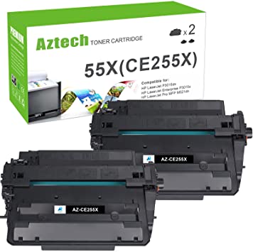 Photo 1 of Aztech Compatible Toner Cartridge Replacement for HP 55X CE255X 55A CE255A Toner for HP P3015 P3015dn P3015x HP Pro 500 MFP M521dn M521dw M521 M525 Toner Printer Ink (Black, 2-Pack)
