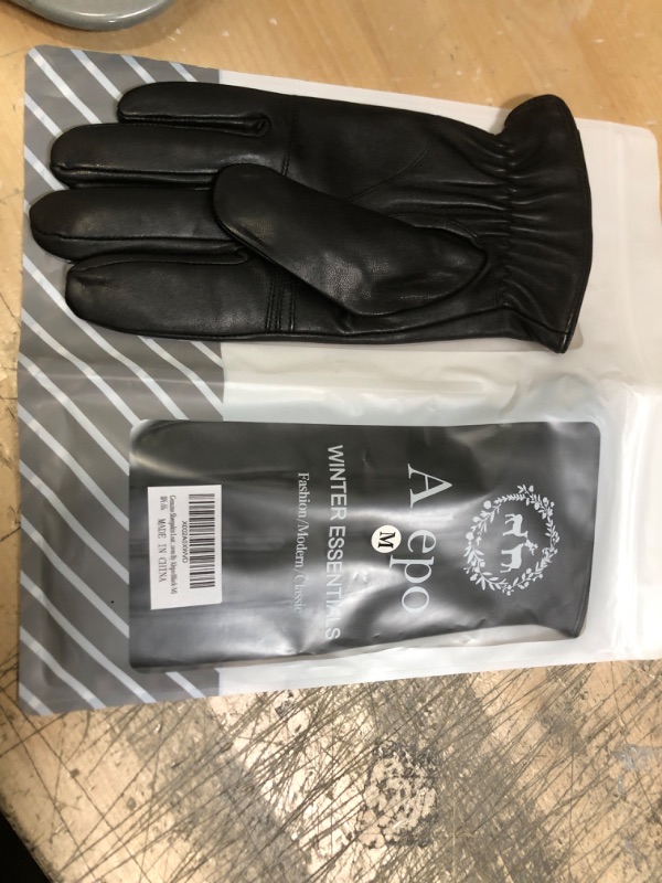 Photo 2 of Genuine Sheepskin Leather Gloves For Men, Winter Warm Touchscreen Texting Cashmere Lined Driving Motorcycle Gloves By Alepo M-8.9"
