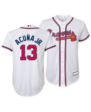 Photo 1 of Majestic Big Boys Ronald Acuna Atlanta Braves Player Replica Cool Base Jersey - White/Red LARGE
