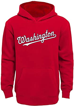 Photo 1 of MLB Team Apparel Boys Youth 8-20 Official Team Wordmark Logo Pullover Hoodie Sweatshirt (Washington Nationals, Youth MEDIUM 10/12)
