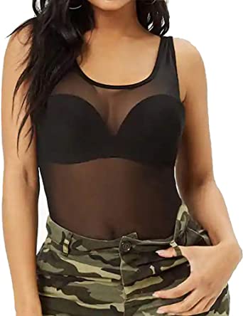 Photo 1 of Allchic Womens Sheer Mesh Tank Tops, See Through Scoop Neck Blouses, Sleeveless Sexy Tops (SIZE XL) (2 Pack)
