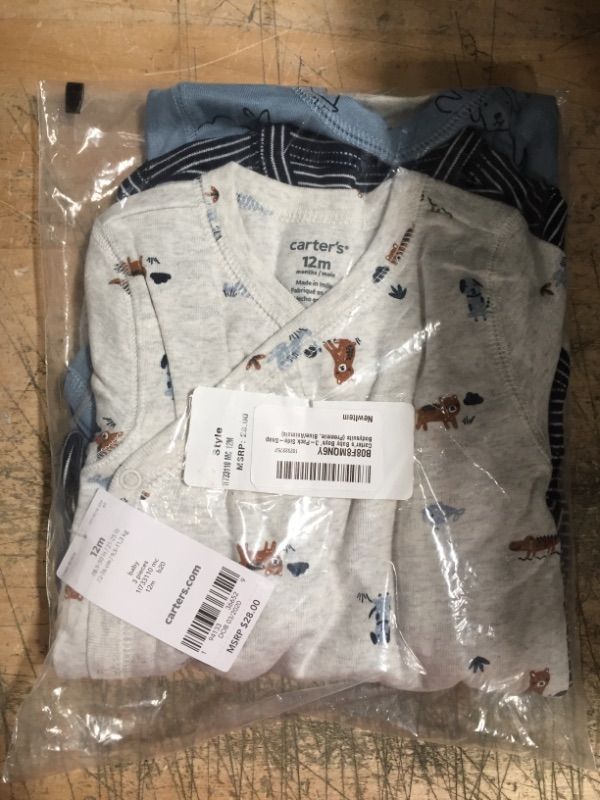 Photo 1 of Carter's 3-Pack Baby Toddler Basic Bodysuits, (Boys) (SIZE 12 MONTHS)
