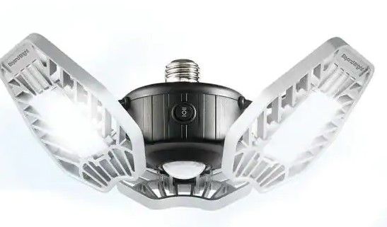 Photo 1 of Beyond Bright 7.5 in. x 4.25 in. 6000 Lumens Single Pole Occupancy LED Flush Mount Motion Activated Garage Light