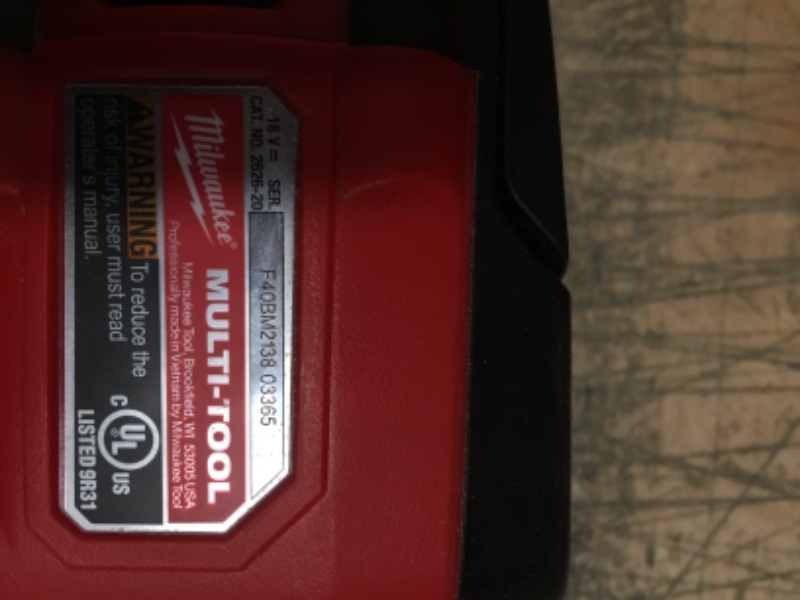 Photo 3 of Milwaukee
M18 18-Volt Lithium-Ion Cordless Oscillating Multi-Tool (Tool-Only)