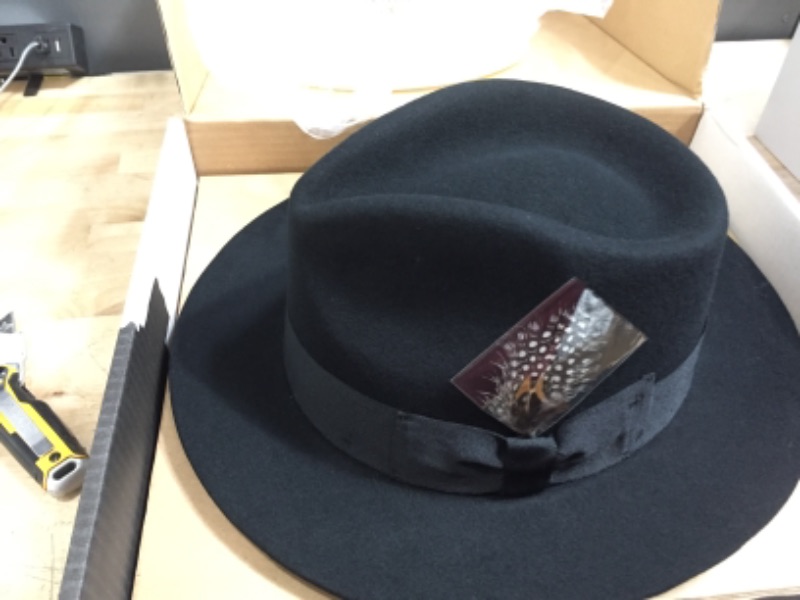 Photo 2 of 9th Street Hats 'Louie' Men's 100% Wool Classic Teardrop Brim Fedora Hat XL Black 