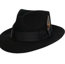 Photo 1 of 9th Street Hats 'Louie' Men's 100% Wool Classic Teardrop Brim Fedora Hat XL Black 