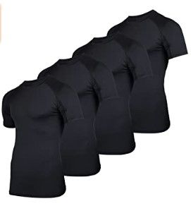 Photo 1 of 4 Pack: Men's Short Sleeve Compression Shirt Base Layer Undershirts Active Athletic Dry Fit Top