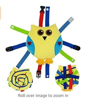 Photo 1 of 2 UpNjoy Sensory Activity Toddler Pillow Toy – Fine Motor Skills Improvement – Buckles, Zipper, Snaps, Numbers String – Busy Learning Basic Life Skills – Toddler Travel Owl Plush
