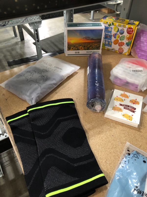 Photo 1 of ***NON-REFUNDABLE***
HOUSEHOLD ITEMS
KNEE COMPRESSION SLEEVES, EASTER FOAM EGGS, HAIR TOWELS, 500 PC PUZZLE,EGG GRAFFITI KIT, 3 PACKS POP IT TOYS, LARGE GAMMERS MOUSE PAD, PACK OF XMAS CARDS, WALKIR -TAKIES,