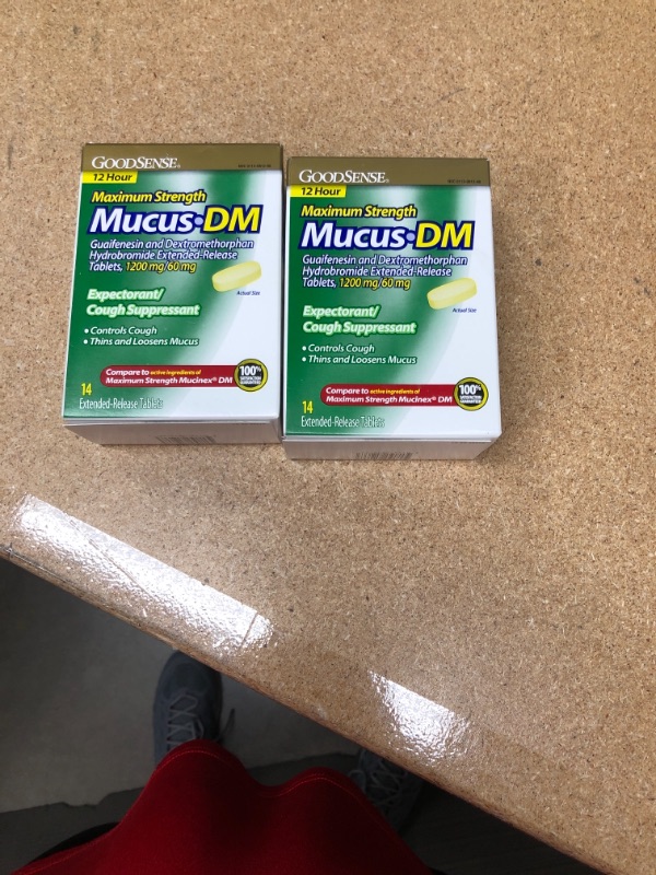 Photo 2 of **NON-REFUNDABLE**
EXP 7/22
2 BOTTLES GoodSense Maximum Strength Mucus DM, Expectorant and Cough Suppressant Extended-Release Tablets, 14 Count
