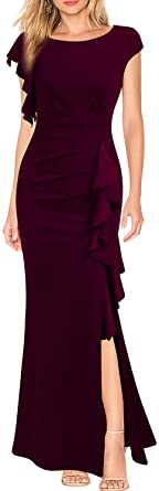 Photo 1 of WOOSEA Women's Split Bodycon Mermaid Evening Cocktail Long Dress LARGE
