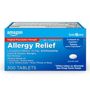 Photo 1 of ***NON-REFUNDABLE***
BEST BY 7/22
Amazon Basic Care Allergy Relief Loratadine Tablets 10 mg, Antihistamine, Allergy Medicine for 24 Hour Allergy Relief, 300 Count
