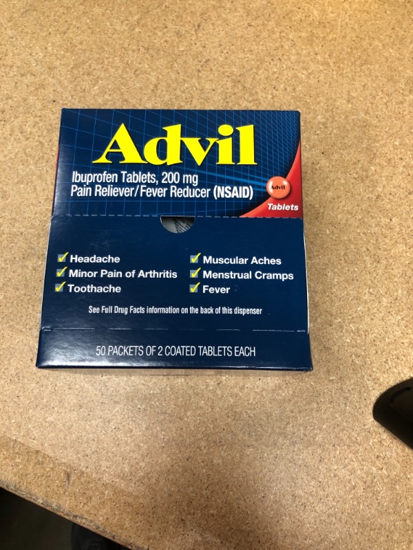 Photo 2 of ***NON-REFUNDABLE***
EXP 10/24
Advil 40933 Ibuprofen, 50 Packets of 2, Pain Reliever Fever Reducer Tablets
