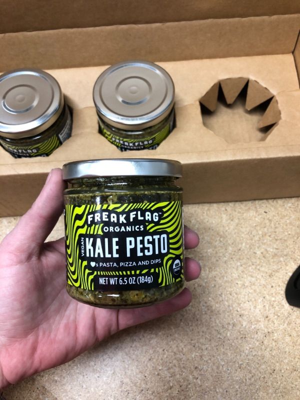 Photo 2 of ***non-refundable***
best by 9/22/23
Freak Flag Organics | Kale Pesto Set | USDA Certified Organic, Non-GMO, Vegan, Gluten Free, Dairy Free & Nut Free | For Toppings, Pasta, Pizza, Appetizers, Dipping & Snacking | Pack of 3