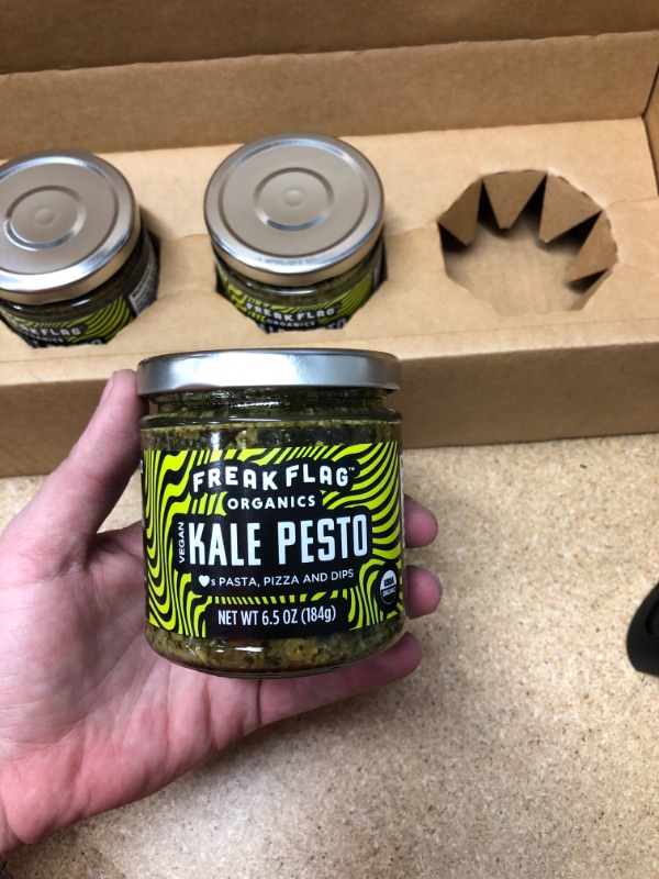 Photo 2 of ***non-refundable***
best by 9/22/23
Freak Flag Organics | Kale Pesto Set | USDA Certified Organic, Non-GMO, Vegan, Gluten Free, Dairy Free & Nut Free | For Toppings, Pasta, Pizza, Appetizers, Dipping & Snacking | Pack of 3
