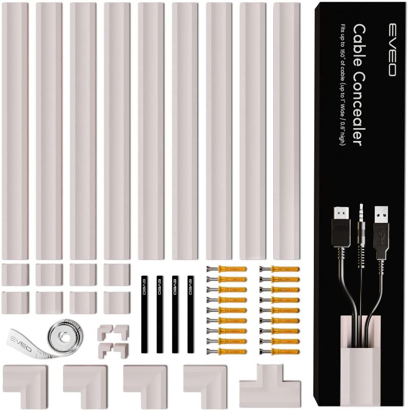 Photo 1 of 153” Cable Concealer - Cord Cover Wall - Paintable Cord Hider , Wire hiders for TV on Wall - Cable Management Cord Hider Wall Including Connectors & Adhesive Strips Cable Raceway- Powder Pink
