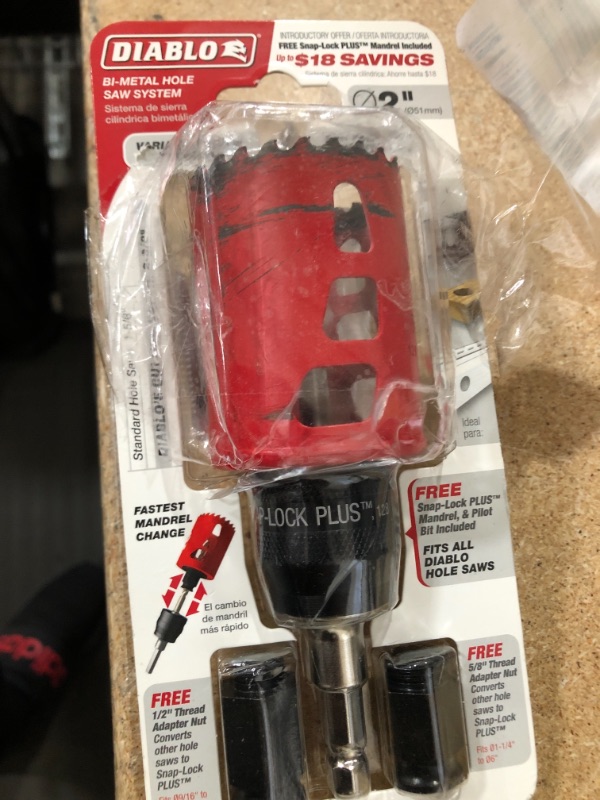 Photo 1 of 
DIABLO
2 in. Bi-Metal Hole Saw with SnapLock Plus Mandrel System