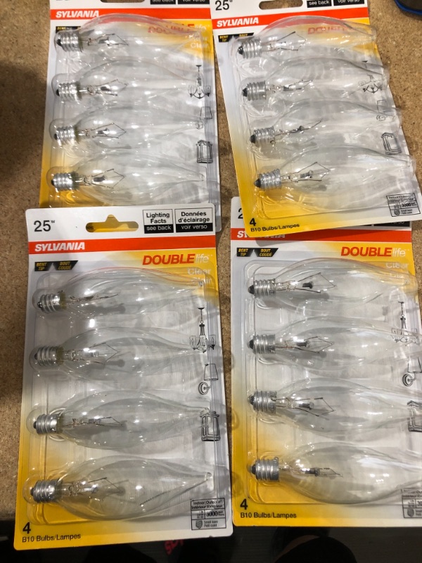 Photo 1 of 
Sylvania
25 Watt B10 Double Life Incandescent Light Bulb in 2700K Soft White Color Temperature set of 16