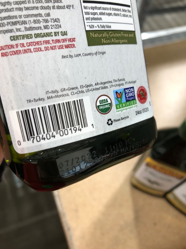 Photo 3 of Pompeian USDA Organic Robust Extra Virgin Olive Oil, First Cold Pressed, Full-Bodied Flavor, Perfect for Salad Dressings & Marinades, 24 FL. OZ.
*NOT REFUNDABLE*COMES WITH 3*
BEST BY 07/2022