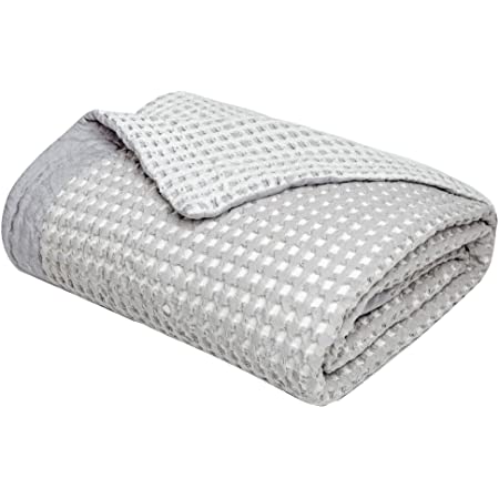 Photo 1 of Cotton waffle weave baby blanket grey 39" x 47"