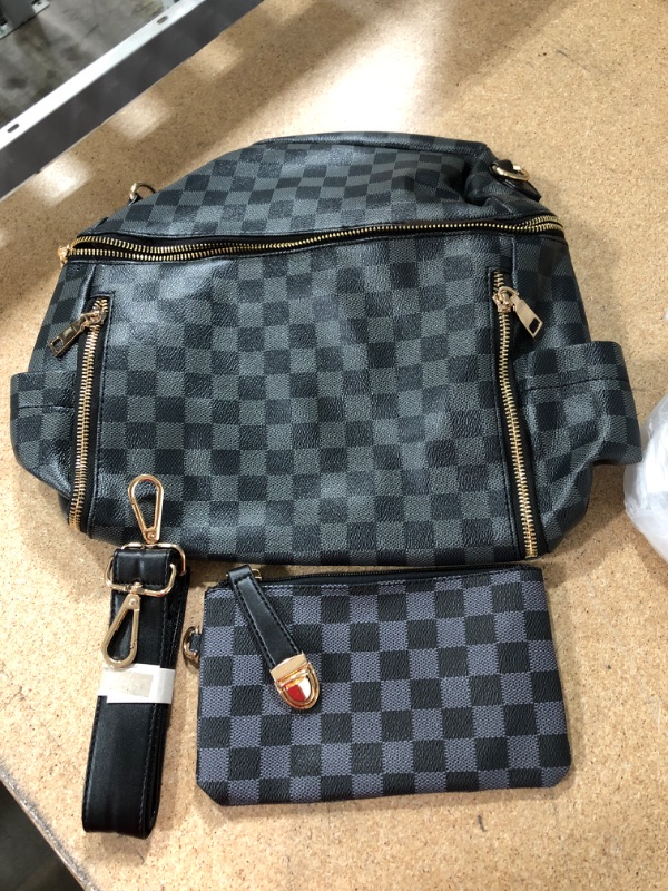 Photo 1 of Backpack Purse with Matching Wallet Leather grey and black