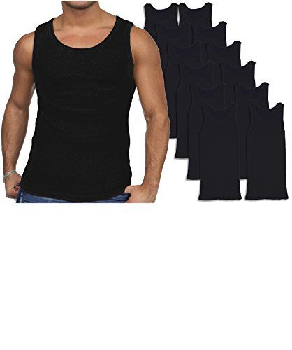 Photo 1 of Andrew Scott Men's 12 Pack Color Tank Top a Shirt (6X-Large 66-68, 12 Pack - Black)
