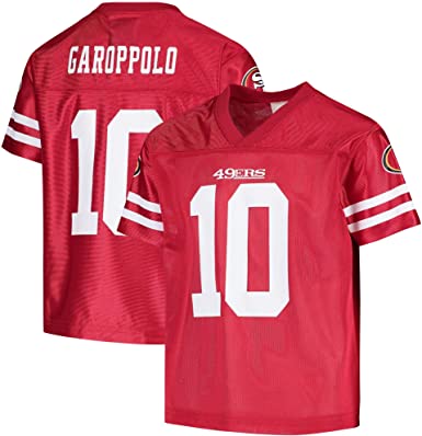 Photo 1 of 49ers nfl red shirt number 10 
SIZE: 5/6 Kids