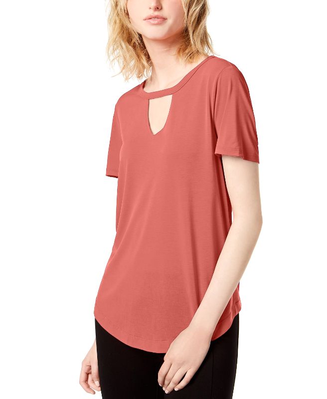 Photo 1 of Bar III Womens Keyhole Basic T-Shirt Orange X-Large
