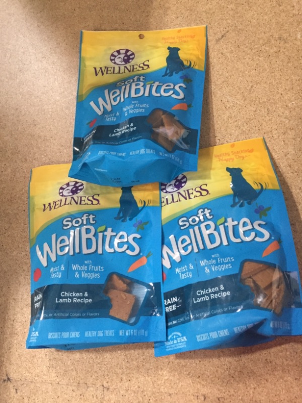 Photo 2 of **EXPIRES JULY25/2022** Wellness 3 Pack of Soft Wellbites Grain-Free Dog Treats, 6 Ounces Each, Chicken & Lamb Recipe
