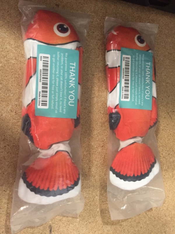 Photo 2 of Mondetech Upgraded Flipping Flopping and Wiggling Fish Cat Toy, 3 Motion Activated Modes, Built-in 350mAh Large Battery for Long Time Playing, Enhanced with Battery Safety Chips Etc (Clownfish)
SET OF 2