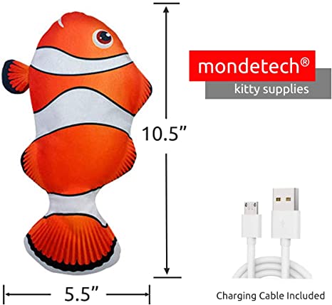 Photo 1 of Mondetech Upgraded Flipping Flopping and Wiggling Fish Cat Toy, 3 Motion Activated Modes, Built-in 350mAh Large Battery for Long Time Playing, Enhanced with Battery Safety Chips Etc (Clownfish)
SET OF 2