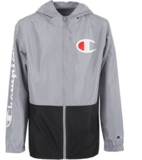 Photo 1 of Champion Boy's Colorblock Zip Front Windbreaker Grey/Black Large 