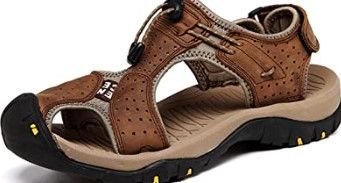 Photo 1 of Asifn Closed Toe Men Outdoor Hiking Sandals Water Shoes Slides Traveling Walking Fishermen Leather Climbing Summer Brown 14