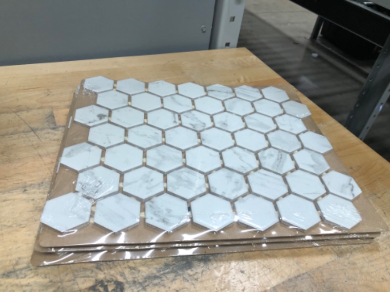 Photo 2 of ** SETS OF 12***
Carrara 10 in. x 12 in. x 6.35 mm Ceramic Hexagon Mosaic Floor and Wall Tile (0.81 sq. ft./Each)
