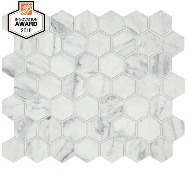 Photo 1 of ** SETS OF 12***
Carrara 10 in. x 12 in. x 6.35 mm Ceramic Hexagon Mosaic Floor and Wall Tile (0.81 sq. ft./Each)
