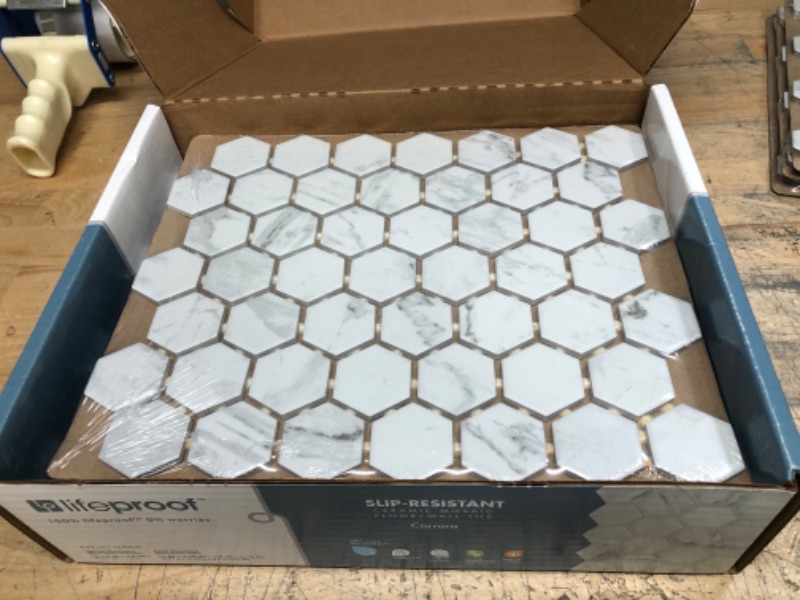 Photo 3 of ** SETS OF 12***
Carrara 10 in. x 12 in. x 6.35 mm Ceramic Hexagon Mosaic Floor and Wall Tile (0.81 sq. ft./Each)
