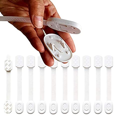 Photo 1 of ** SETS OF 3**
Baby Safety Cabinet Locks(10 Pack),Baby Locks for Cabinets,Refrigerator,Toilet seat. 3M Adhesive No Drilling,White by Sunashiner
