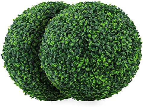 Photo 1 of 2 PCS Artificial Plant Topiary Ball Faux Boxwood Decorative Balls for Backyard, Balcony,Garden, Wedding and Home Décor
