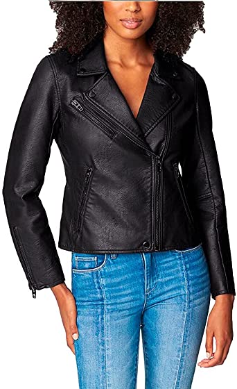 Photo 1 of [BLANKNYC] Womens Luxury Clothing Semi Fitted Vegan Leather Motorcycle Jacket vL
