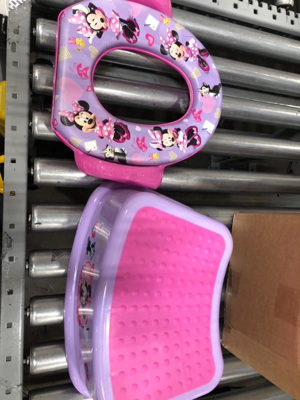 Photo 2 of Disney Minnie Mouse 2 Pc"Happy Helpers" Essential Potty Training Set - Soft Potty Seat, Step Stool
