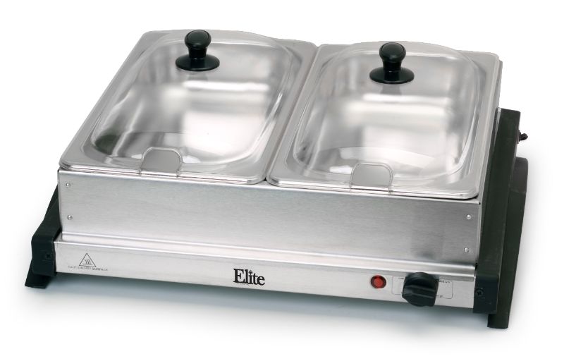 Photo 1 of Elite Gourmet EWM-6122 Dual Tray Buffet Server, Stainless Steel
